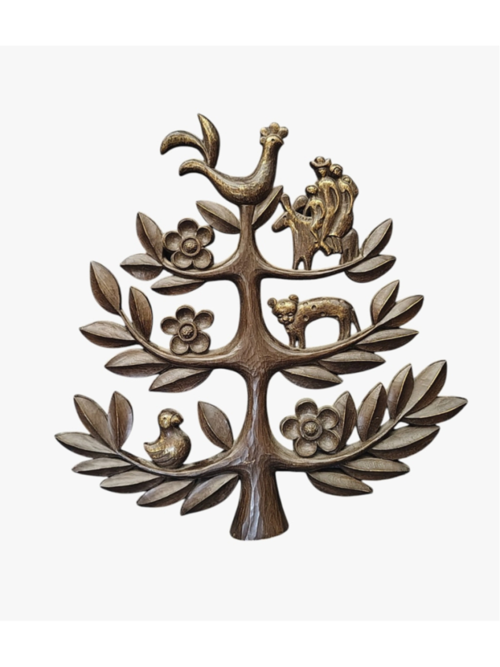 Vintage Homco Tree of Life Plastic Decoration 14" brown gold mcm